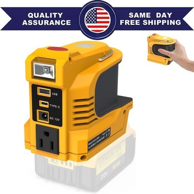 1Pcs 220W Power Inverter for Dewalt 20V Battery DC20V to 110V AC USB-C with LED
