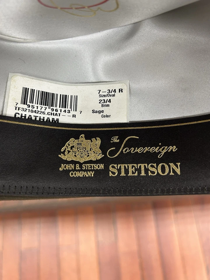 Chapéu Stetson Chatham masculino de feltro verde sálvia feito nos EUA tamanho 7 3/4 - Imagem 4 de 4