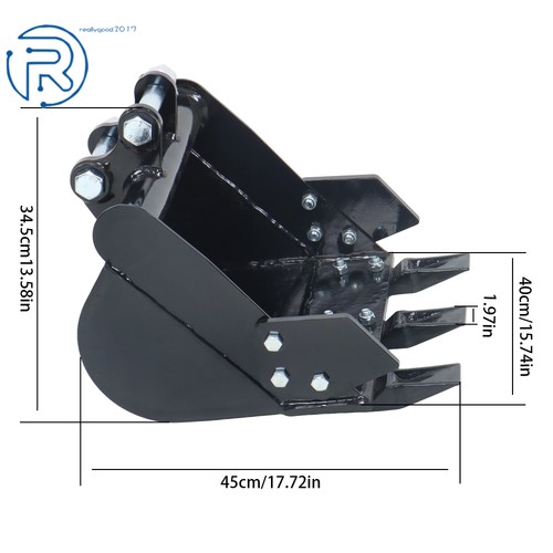 For 1-2ton Mini Excavators Digger 400mm Tooth Bucket Attachment w/3 Teeth - Picture 2 of 13
