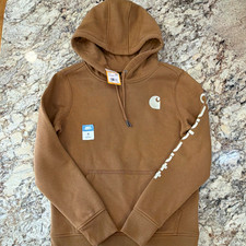 Carhartt Women's Relaxed Fit Brown Logo Graphic Pullover Hoodie XS TS0288-W
