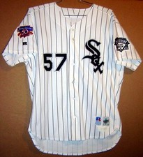 1997 CHICAGO WHITE SOX CHRIS CLEMONS #57 WHITE PINSTRIPE Size 48 MLB JERSEY