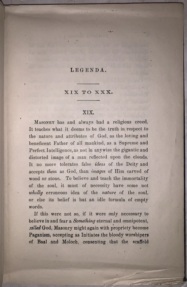 c.1890, LEGENDA XIX-XXX, 19th-30th DEGREE SCOTTISH RITE FREEMASONRY, ALBERT PIKE - Image 4 of 4