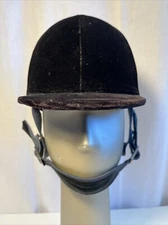 Child’s Equestrian Helmet Black Velvet Equi-Royal Sz 6 5/8 w Gloves