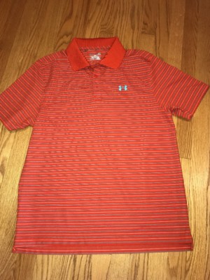 UNDER ARMOUR Heat Gear Loose Striped Authentic Short Sleeve Shirt Mens Size L #