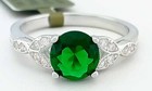 LAB  1.60 Cts EMERALD & WHITE SAPPHIRE RING 14K WHITE GOLD PLATED - New with Tag — photo 1