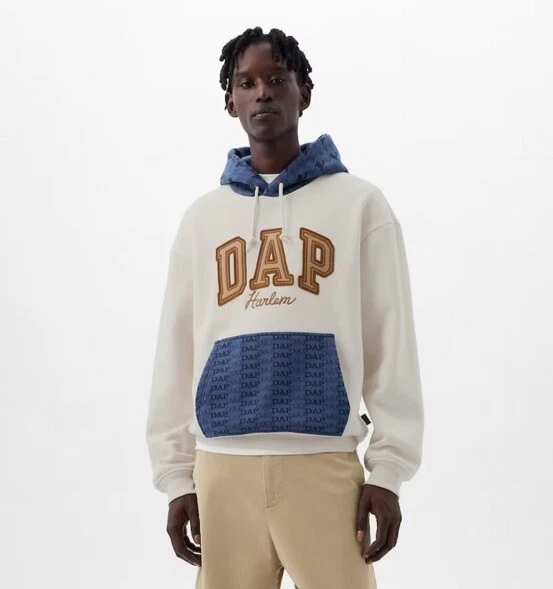 OFF WHITE Felpa con cappuccio Gap x DAP Colorblock Pullover Logo Off White nuova con etichetta taglia XXL