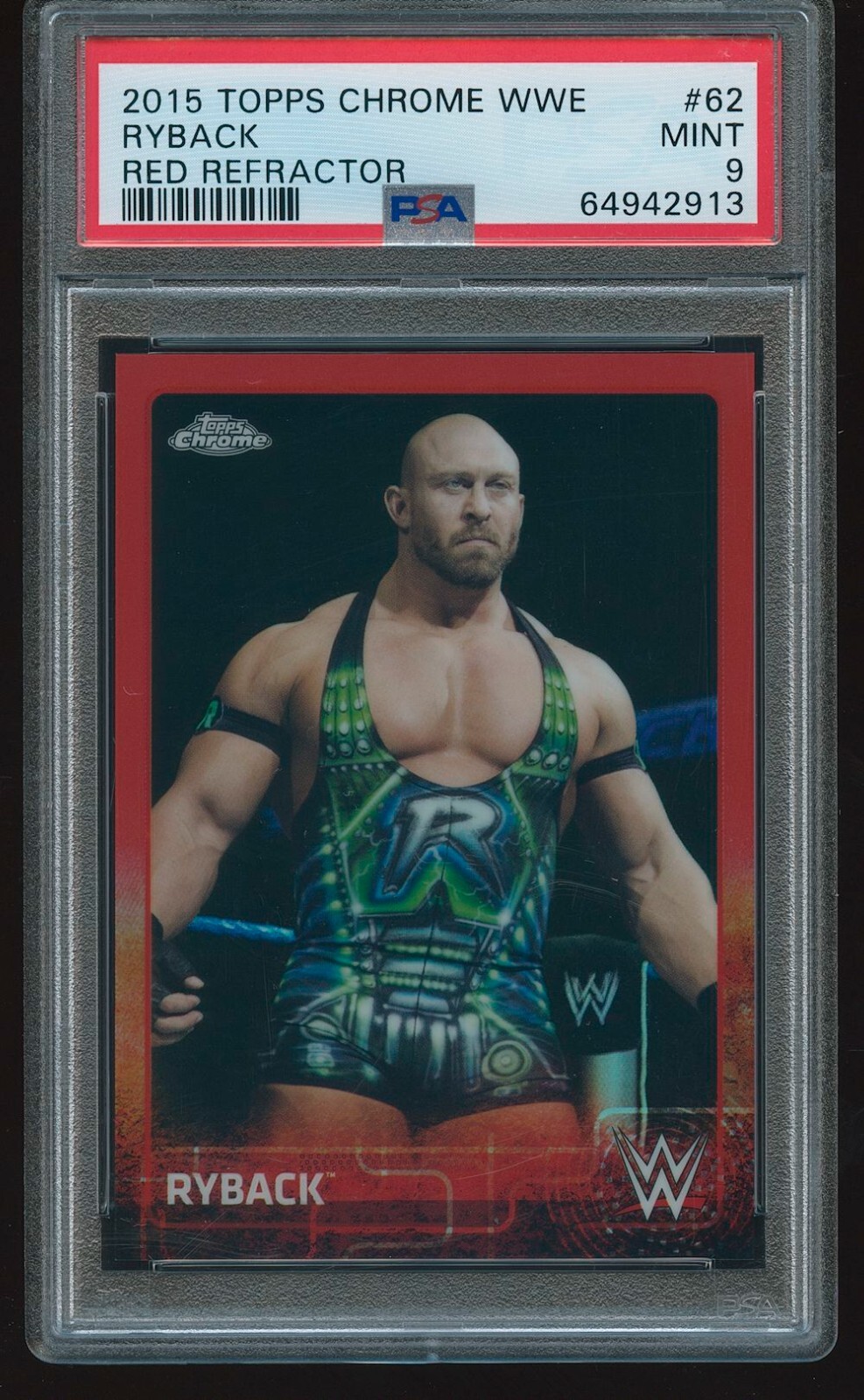 Ryback 2015 Topps Chrome WWE Red Refractor #62 4/5 PSA 9 MINT