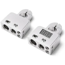 2pcs 0 I 4 I 8 Gauge AWG Car Battery Terminal Chrome Positive & Negative Set