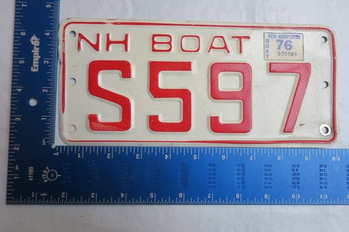 1976 76 NEW HAMPSHIRE BOAT LICENSE PLATE TAG #S597