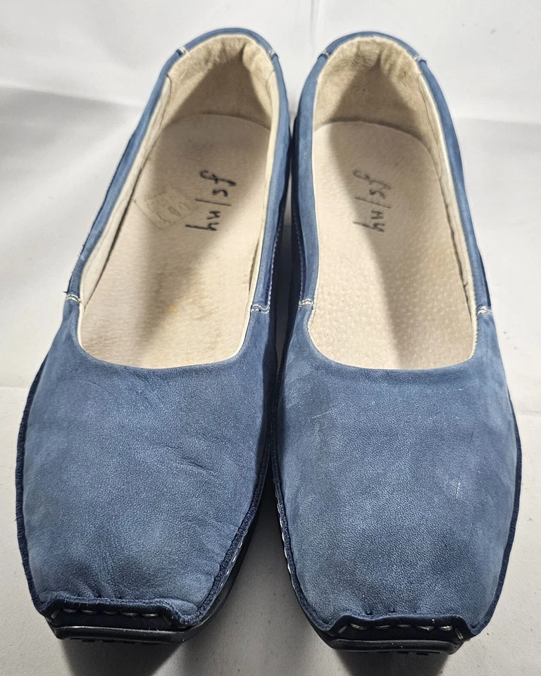 法国鞋底 FS/NY 女式 Stella 钴蓝色麂皮绒懒人鞋乐福鞋 11 码 — 第 3/4 张图片