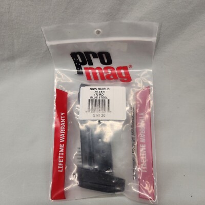 ProMag SMI30 I-30 Blued Steel 7 Round For S&W M&P Shield Magazine .40 S&W