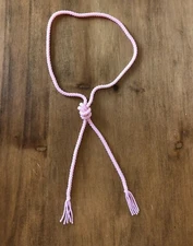 Vintage Pink Beaded Lariat Necklace Fringed Belt Flapper Faux Pearl Beads 24 In