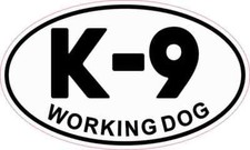 5in x 3in Oval K-9 Working Dog Sticker Car Truck Vehicle Bumper Decal