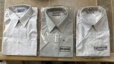 3 mens vintage short sleeve dress shirts 16.5 . 2 white, 1 grey new old stock