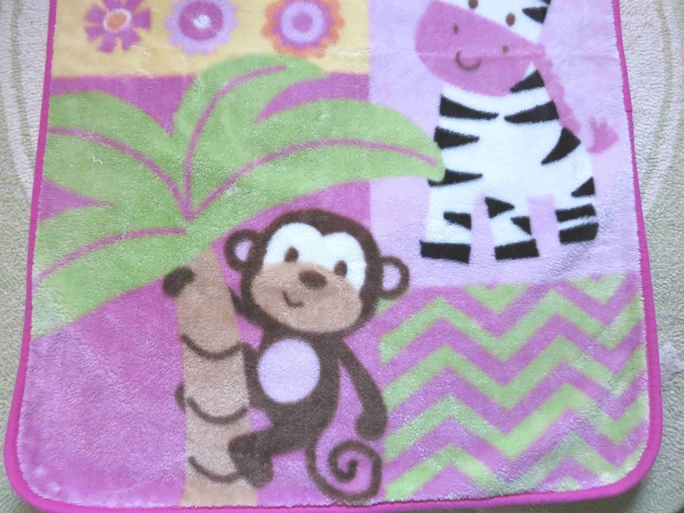 Manta Garanimals Mono Cebra Tigre Pila Alta Peluche Animales de la Selva Bebé Niña Foto 2 de 4