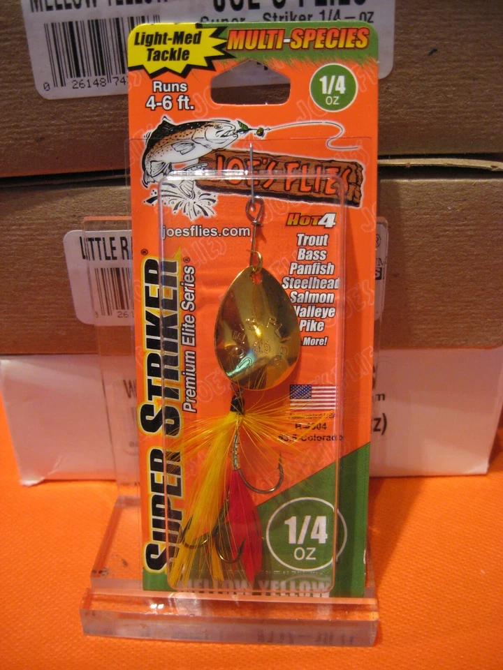 2 cebos giratorios en línea Joe's Flies Super Striker 1/4 OZ amarillo suave B-4304 Foto 2 de 4