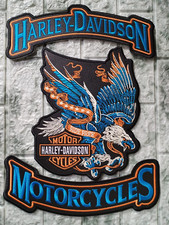 HARLEY DAVISON ROCKERS  BIKER EAGLE PATCHES SEW ON JACKET 3 PCS.