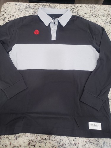 Nike Ohio State Buckeyes Men’s XL Long Sleeve Polo Shirt Rugby Jersey DO4715-045