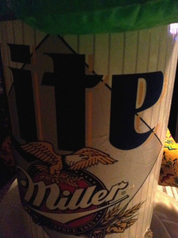 Blowup Miller Lite Can with Hot Dog