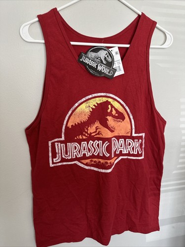 JURASSIC WORLD Universal Studios Jurassic Park Red Tank Sleeveless Shirt NWT S