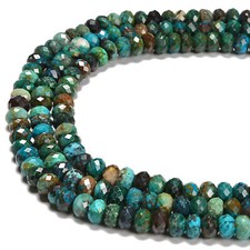 Azurite Fynchenite Faceted Rondelle Beads Size 4x6mm 4x7mm 6x9mm 15.5'' Strand