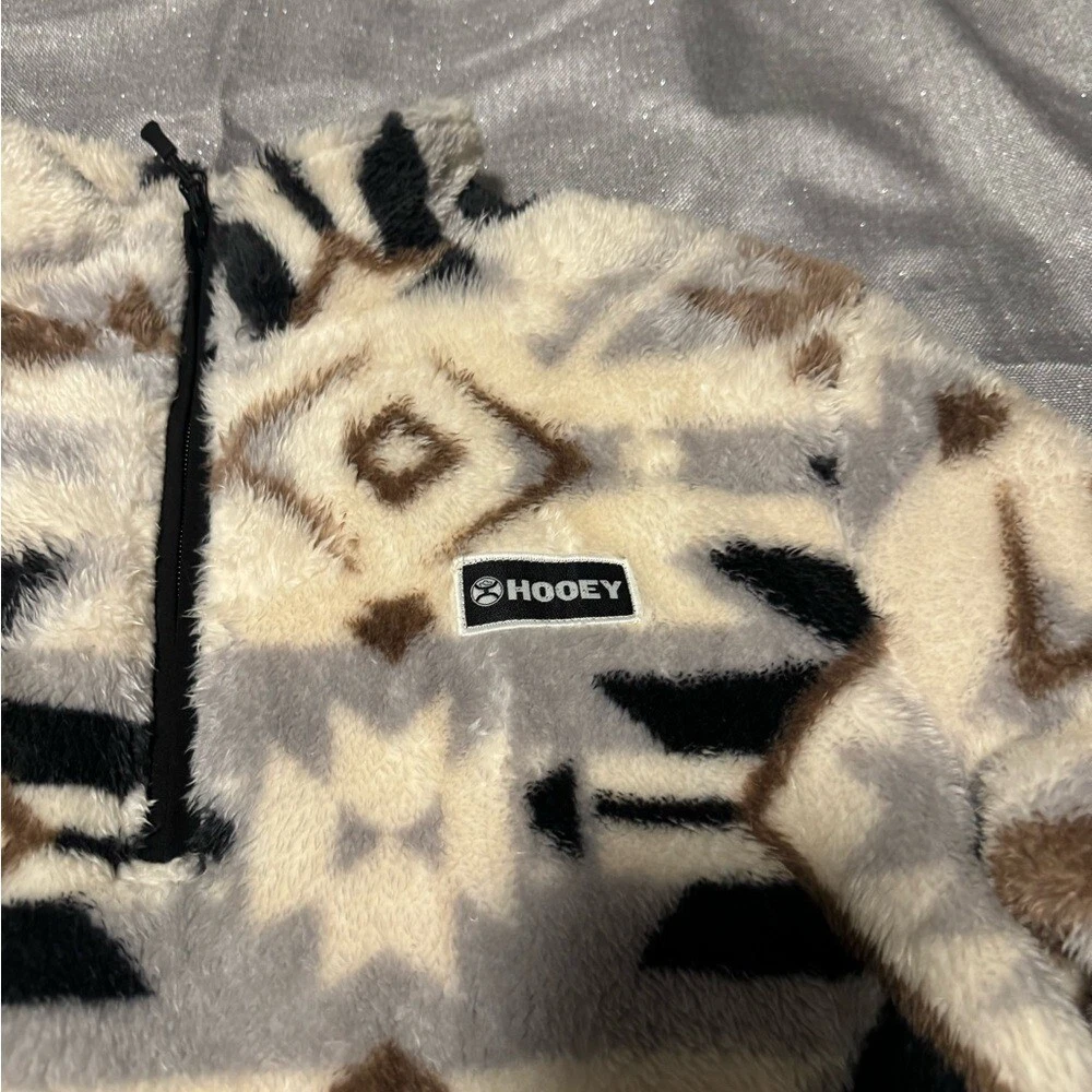 OFF WHITE Maglione Hooey panna e marrone con zip e motivo geometrico