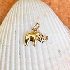 10KT Yellow Gold Hollow Mini Elephant Good Luck Pendant Charm NEW Small 15mm
