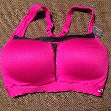 Champion Duo Dry Sports Bra 34C PINK Adjustable Racerback Three Hook Black