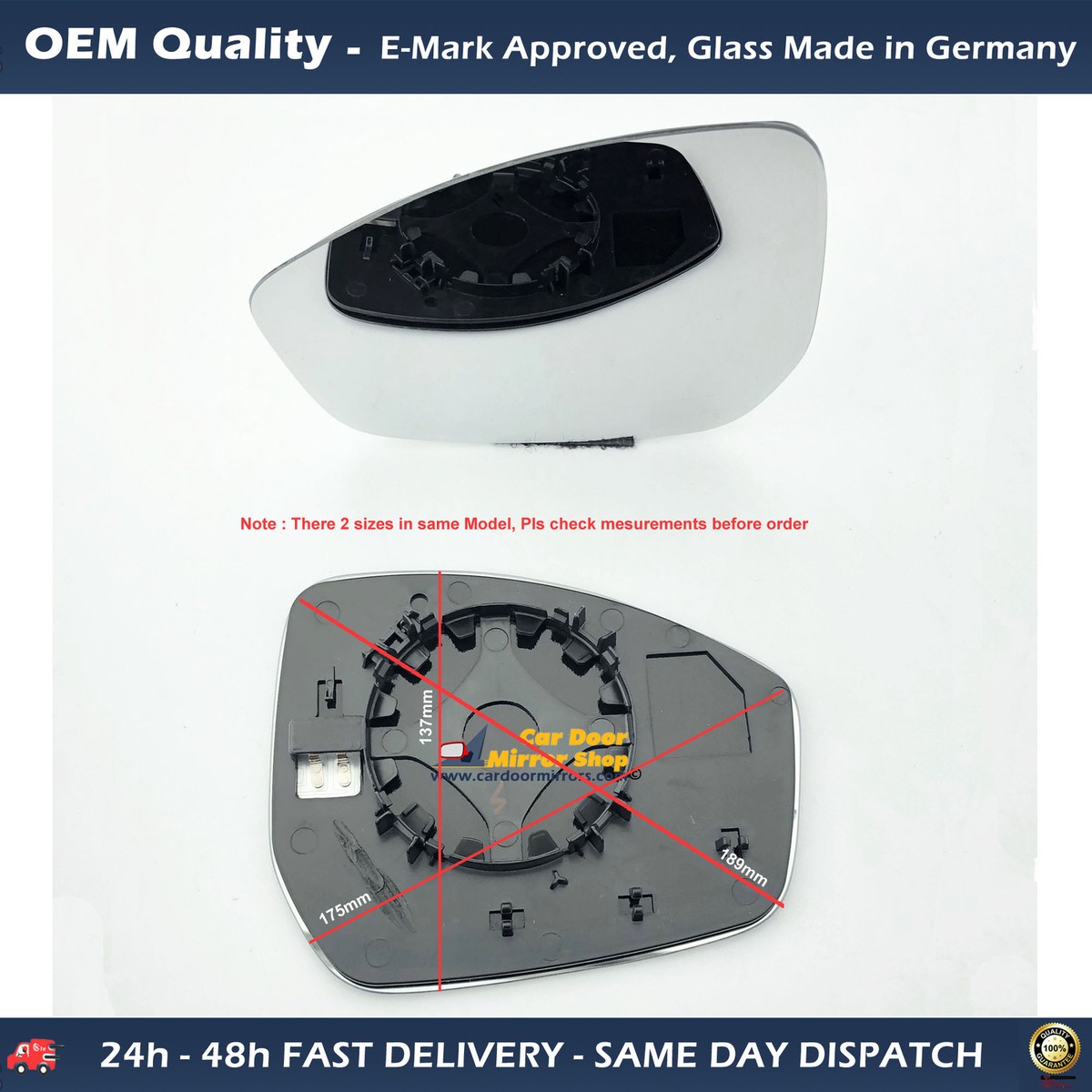 Ultimate Styling Wing Mirror Glass For Jaguar F-Pace X741 (2016-2022) – Heated, Convex, Chrome – Passenger Side Left