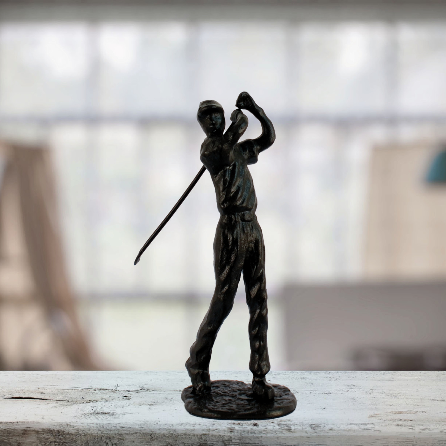 UNIQUE ""MALE GOLFER"" INDOOR ORNAMENT, CAST IRON in MOCHA BROWN COLOUR, AI/442