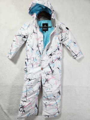 Girl's 5T SMN Ski / Snowboard Jumpsuit, Water Proof White, Multi-Color