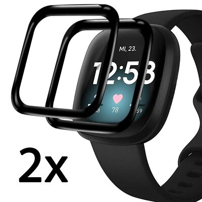 2x Panzerfolie für Fitbit Versa 3 Sense 3D Displayschutz Kratzfest Blasenfrei