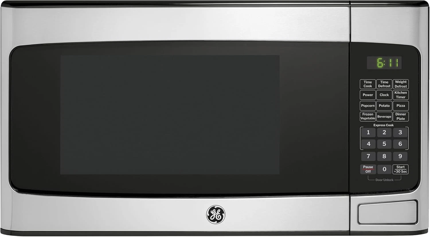 950W Stainless Steel Microwave Oven with 6 Auto Settings & Child Lock, 1.1 Cu Ft