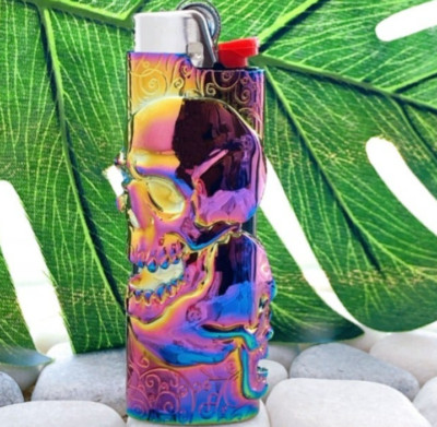 Rainbow Mouth Open Metal Lighter Case Cover Holder Fits Standard Bic Lighter