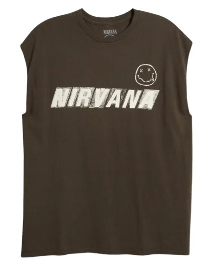 New Nirvana Smiley Face Mens Medium Grunge Cotton Black Pigment Sleeveless Tee
