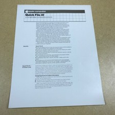 RARE Find FLYER Apple Computer "Apple III Quick File" 1982