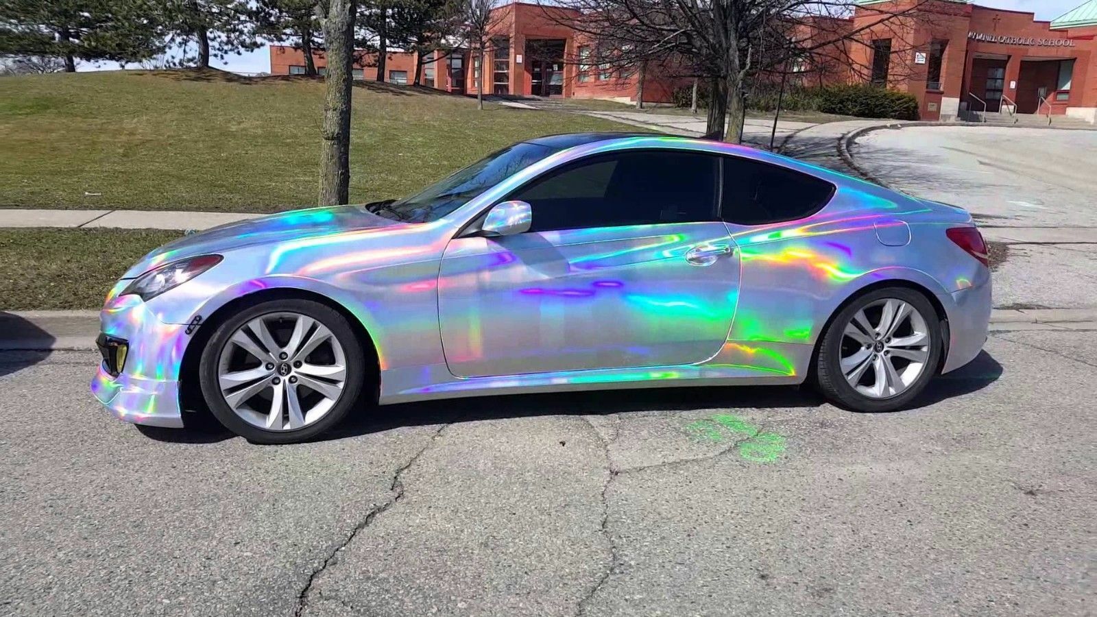 75CM*152CM Holographic Silver Neo Chrome Car Vinyl Wrap Bubble Free Sticker Film