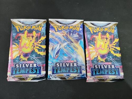X3 Silver Tempest Sealed Booster Packs Pokemon trading cards - Imagen 1 de 1