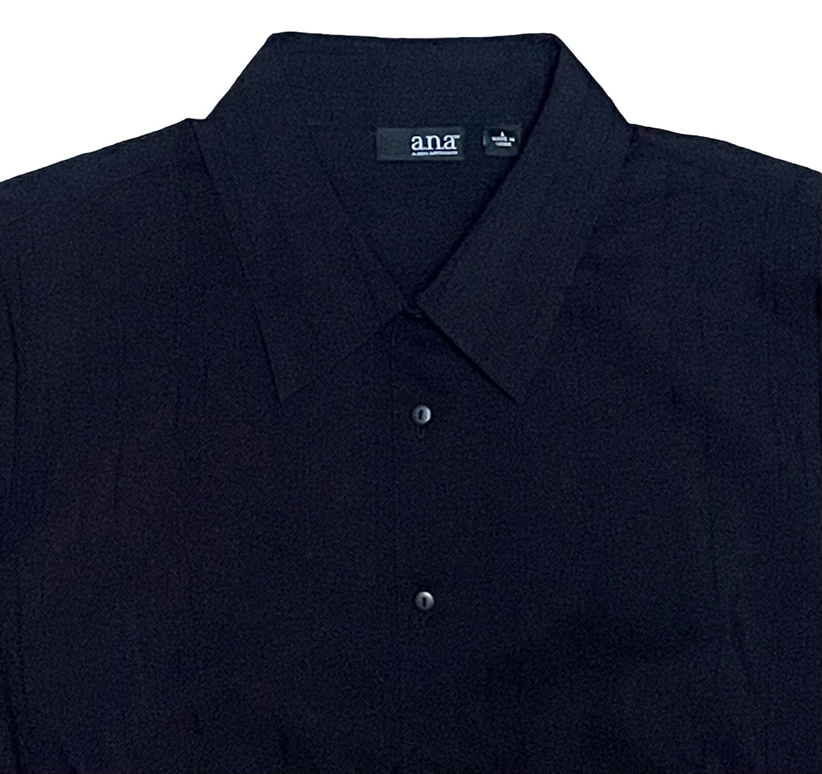 A.N.A. A New Approach Large L BLACK COTTON BLEND Button Front Shirt MUST HAVE!!