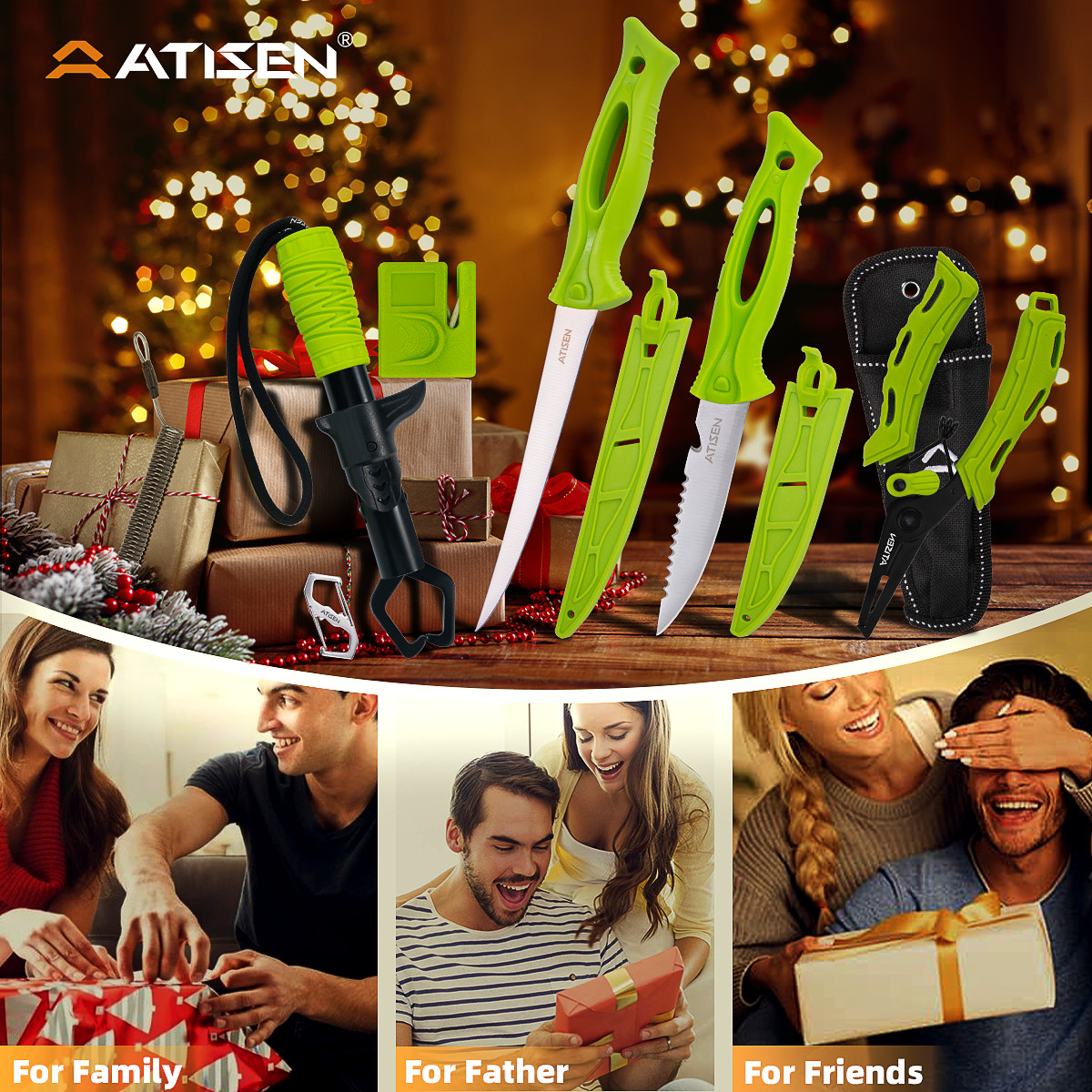 Outdoor equipment, fillet knife, fishing tools, green, essential for beginners