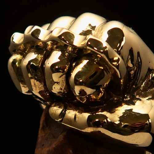 MENS COSTUME FIGHTER RING FIST WITH KNUCKLE DUSTER SIZE 11 - SOLID BRASS