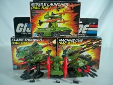 K24i0088 PAC RATS SET W/ BOXES MACHINE GUN MISSILE FLAME COMPLETE 1983 GI JOE