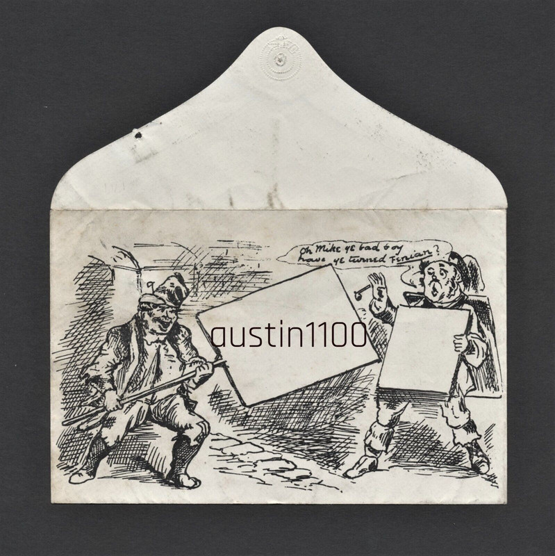Rare Circa 1820/30 Stephens & Son 'Fenian' Unused Illustrated Cartoon Envelope