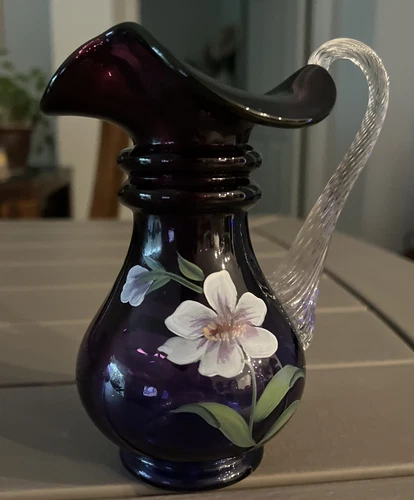 FENTON 2001 GLASS MESSENGER  AMETHYST PITCHER #rd S STEPHENS
