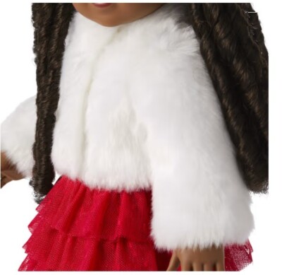 American Girl Doll Janie Jack Soft as Snow Faux Fur Jacket Mix 