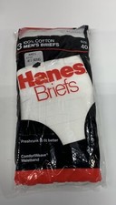 Vintage 1989 HANES 3 Pack of Mens White Briefs Underwear - Size 40 NEW 