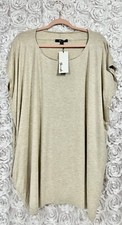 NWT Yana K Sonja Mini Dress Oatmeal Beige One Size Boho Stretchy W/ Pockets