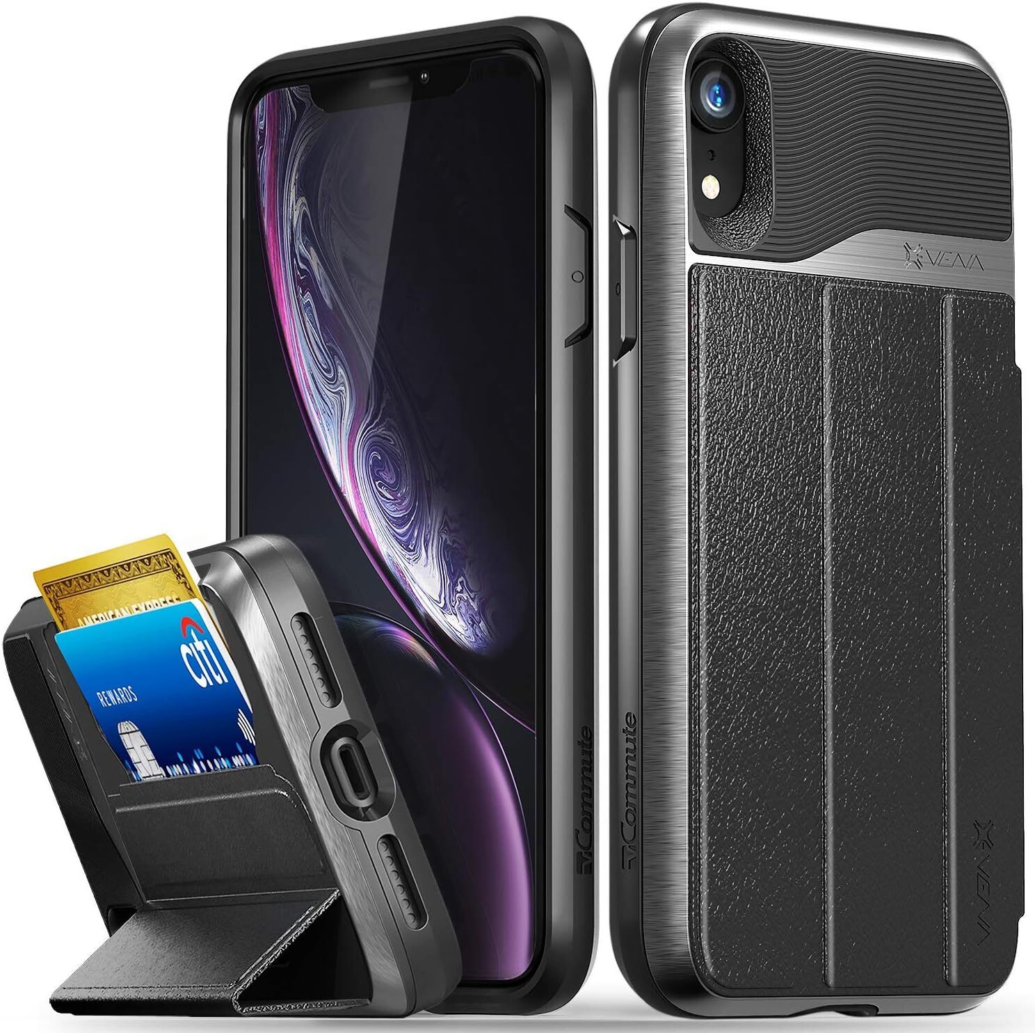 iPhone XR Wallet Case, vCommute (Military Grade Drop Protection) Flip Leather Co