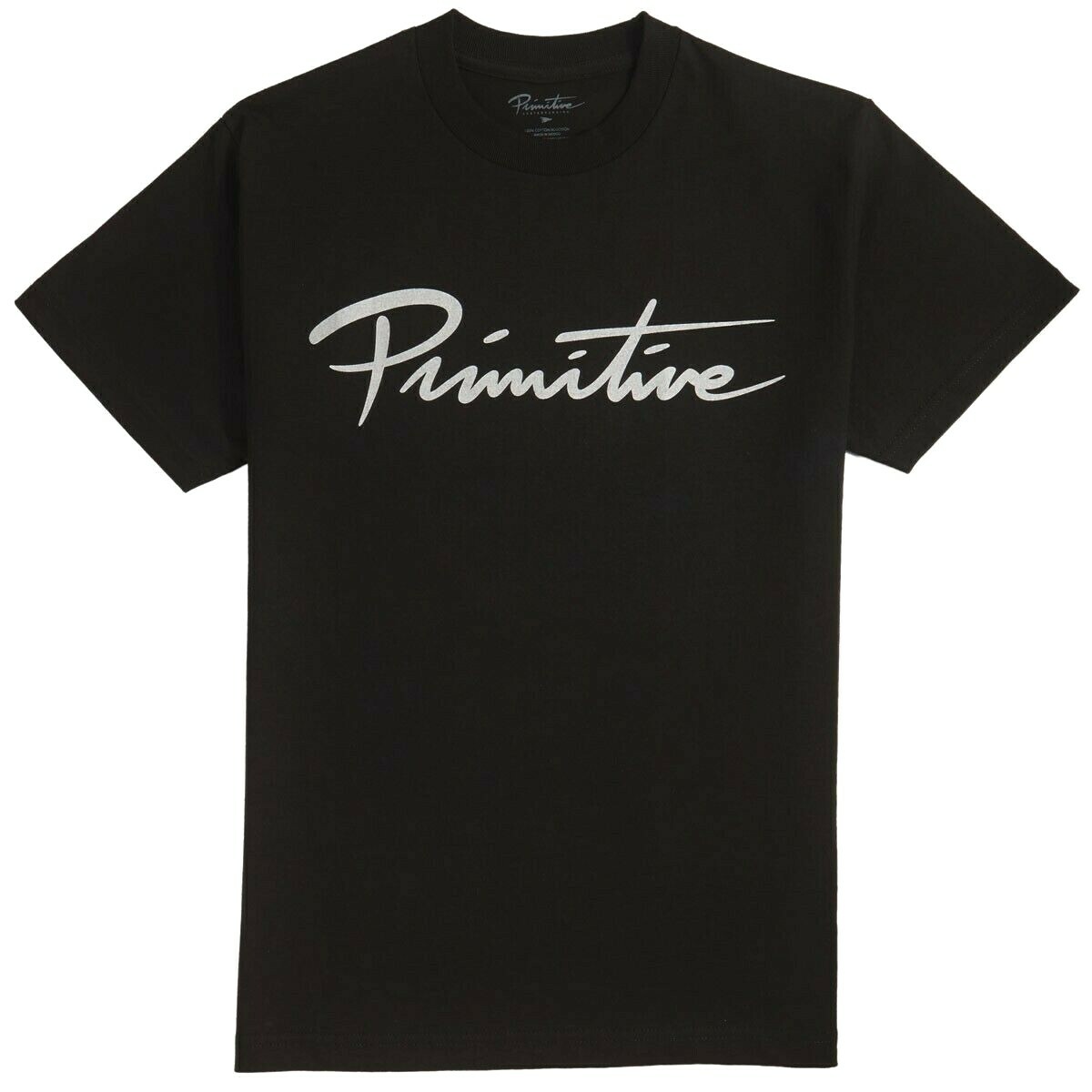 Camiseta De Manga Corta Primitive Script Para Hombre - Ajuste Premium, Logotipo Serigrafiado, Color Negro, Talla S