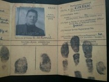 BRITISH SEAMAN'S IDENTITY CARD WITH FINGER PRINTS ,  WWII REPRODUCTION 
